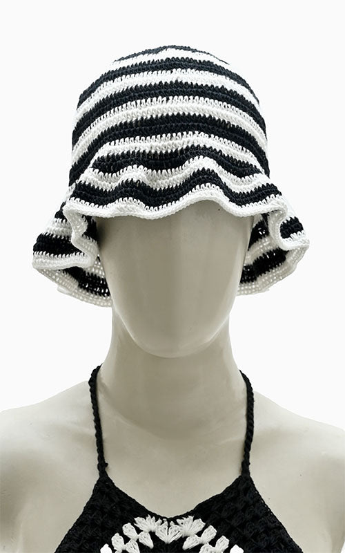 Crochet Black/ White Cap