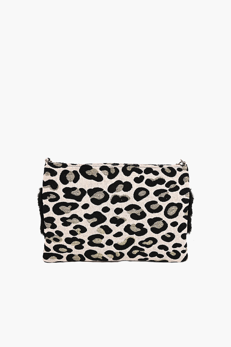 Faux Fur Clutch Chilly Cheeta