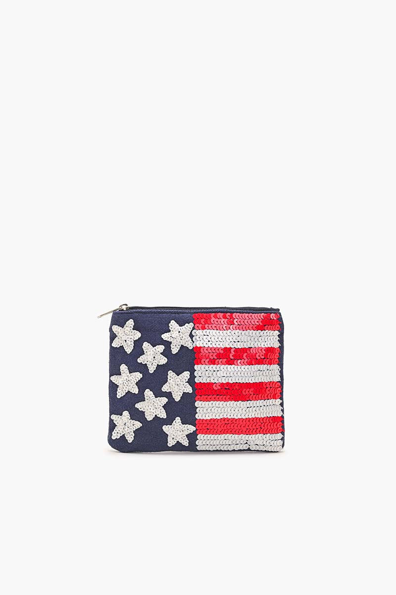 Set of 6 July 4th Special Embroidered Small Zip Pouch