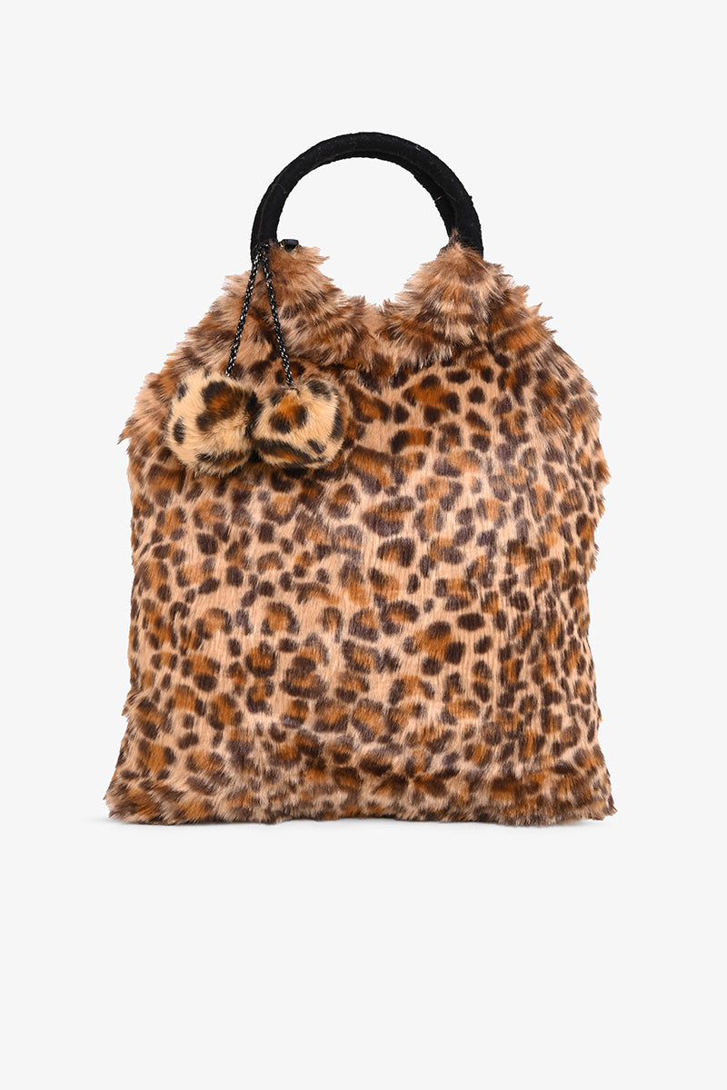 Leopard Fur Handheld Tote