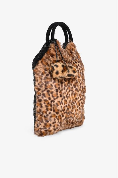 Leopard Fur Handheld Tote