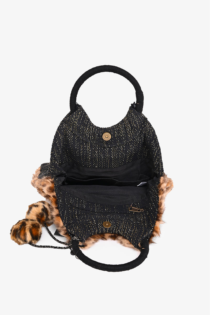 Leopard Fur Handheld Tote