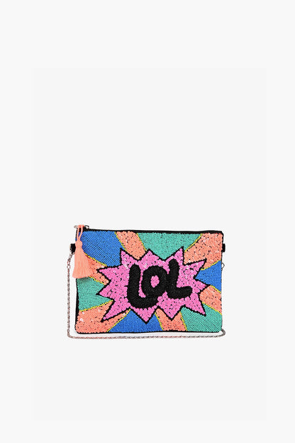 Lol Embellished Clutch