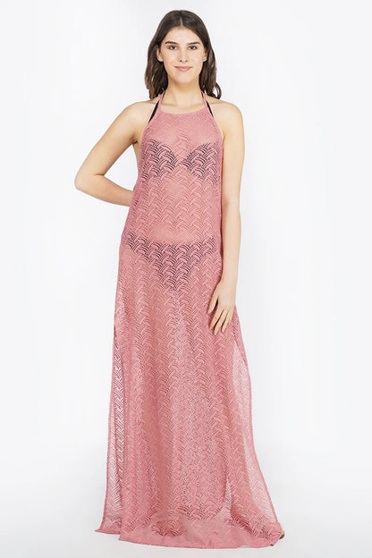 Set of 6 Dusky Rose Crochet Maxi Dress Cover Up (S,M,L)