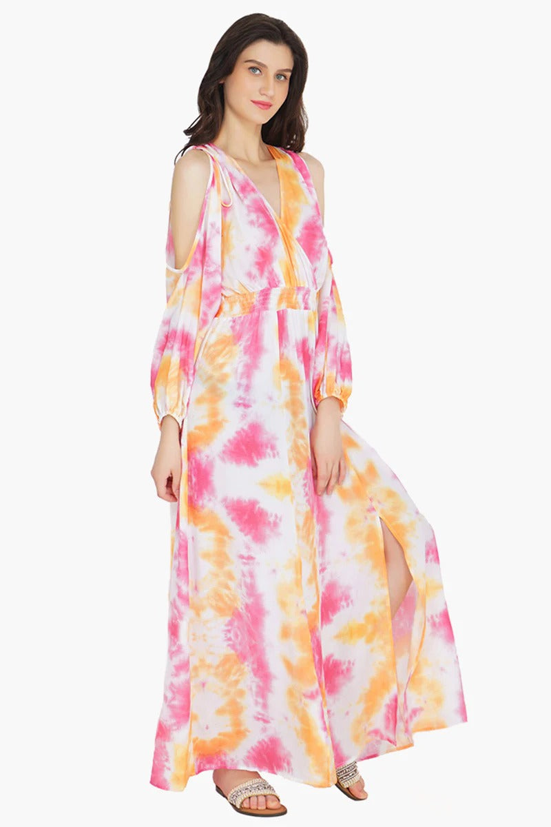 Set of 6 Sunrise Tie Dye Maxi Dress (S,M,L)