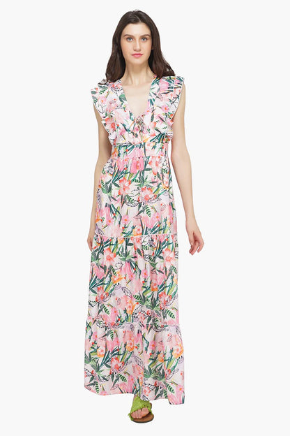 Set of 6 Paradise Pink Floral Maxi Dress (S,M,L)