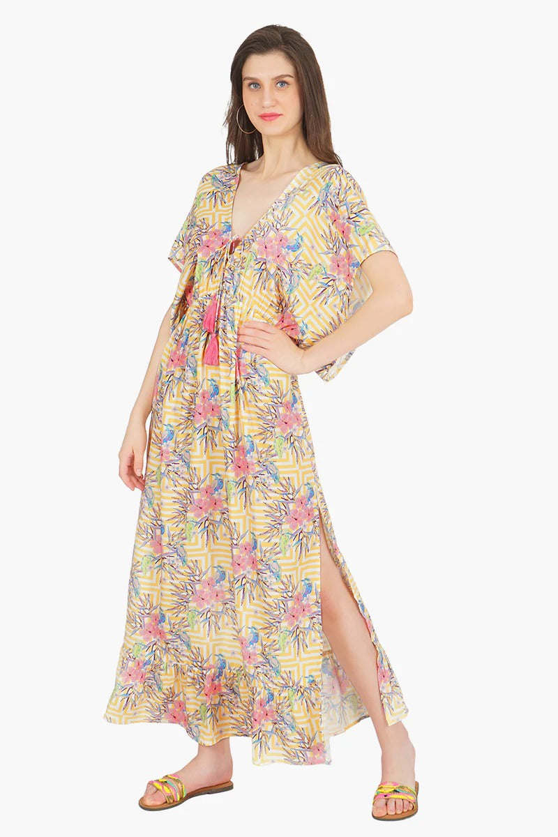 Set of 6 Citrine Spiral Bird Maxi Dress (S,M,L)