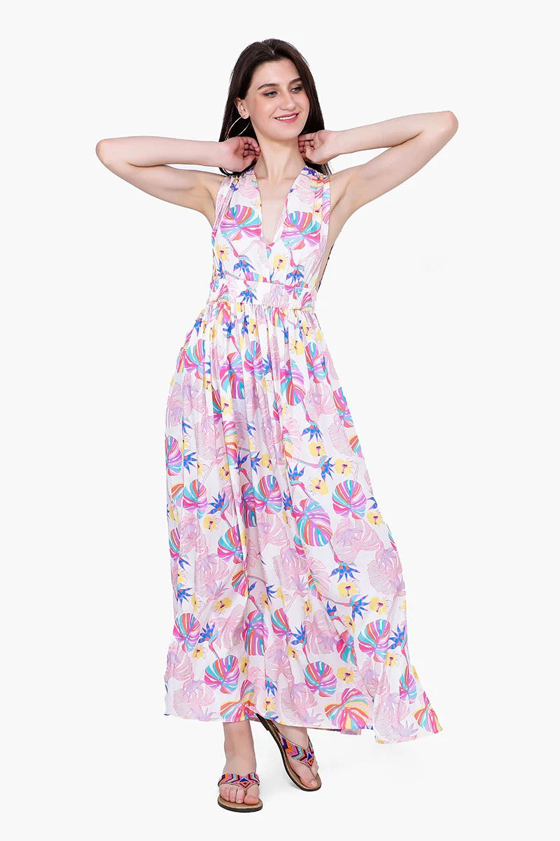 Set of 6 Palm Florals Maxi Dress (S,M,L)