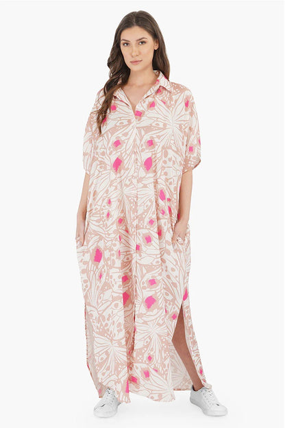 Misty Rose Butterfly Shirt Maxi