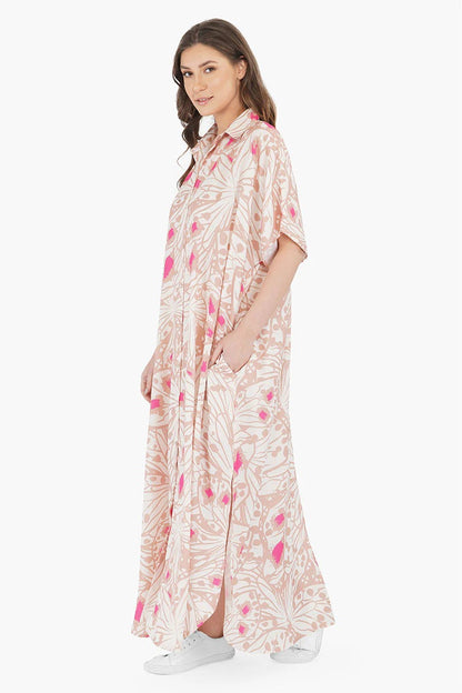 Misty Rose Butterfly Shirt Maxi