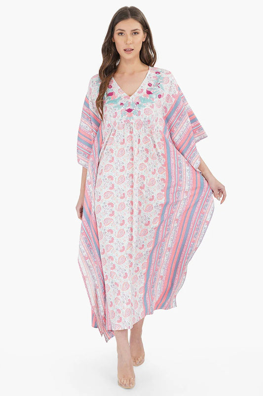 Set of 6 Sugar Coral Floral Maxi Kaftan (S,M,L)