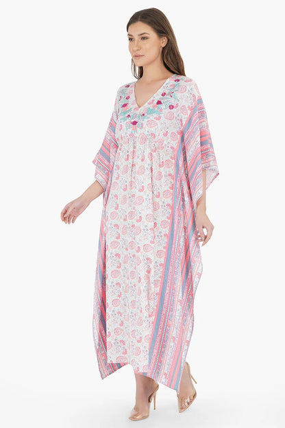 Set of 6 Sugar Coral Floral Maxi Kaftan (S,M,L)