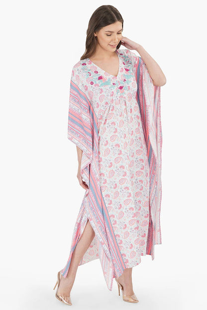 Set of 6 Sugar Coral Floral Maxi Kaftan (S,M,L)