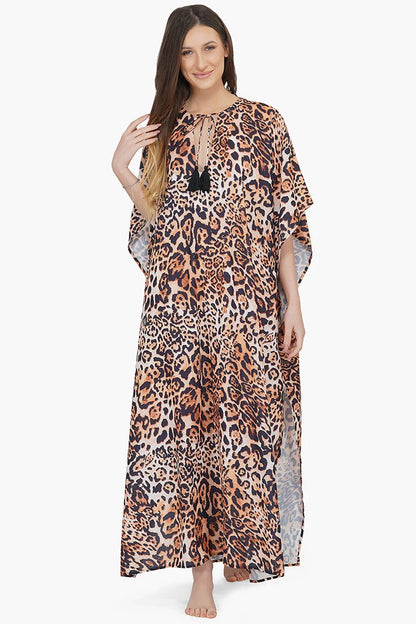 Set of 6 Brown Leopard Maxi Kaftan (S,M,L)