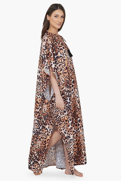 Set of 6 Brown Leopard Maxi Kaftan (S,M,L)