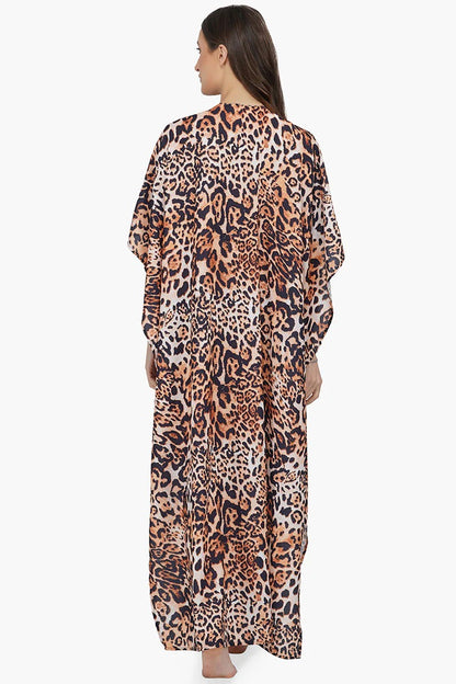 Set of 6 Brown Leopard Maxi Kaftan (S,M,L)