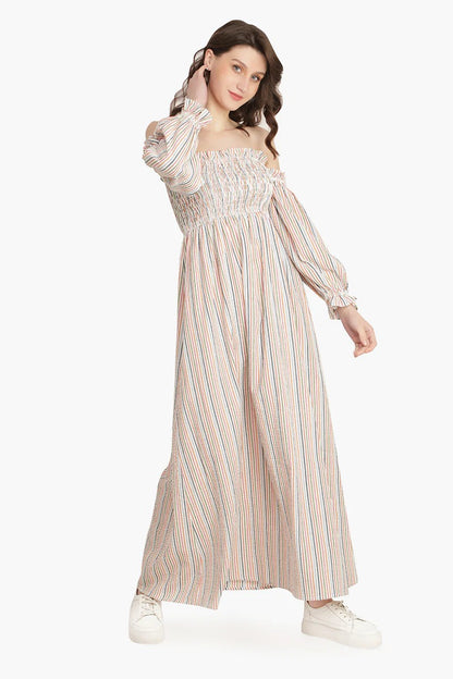 Set of 6 Playful Seersucker Maxi Dress (S,M,L)