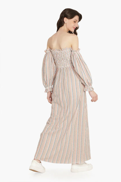 Set of 6 Playful Seersucker Maxi Dress (S,M,L)