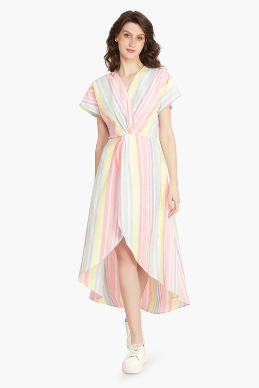 Set of 6 Pastels Yarn Dyed Stripe Dress (S,M,L)