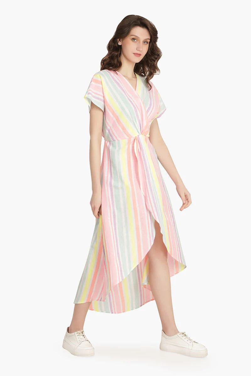 Set of 6 Pastels Yarn Dyed Stripe Dress (S,M,L)