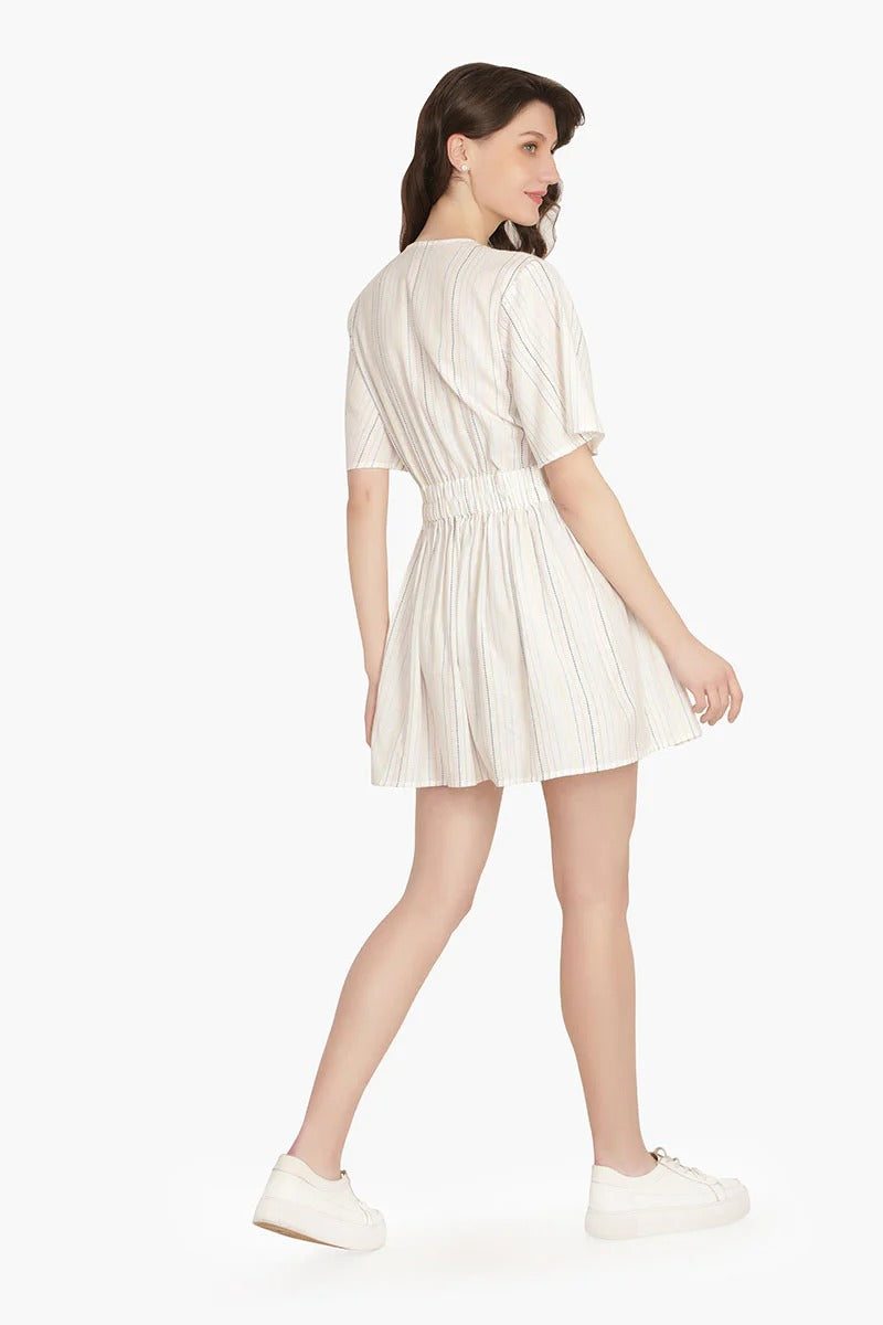 Set of 6 Pin Stripe Front Knot Romper (S,M,L)