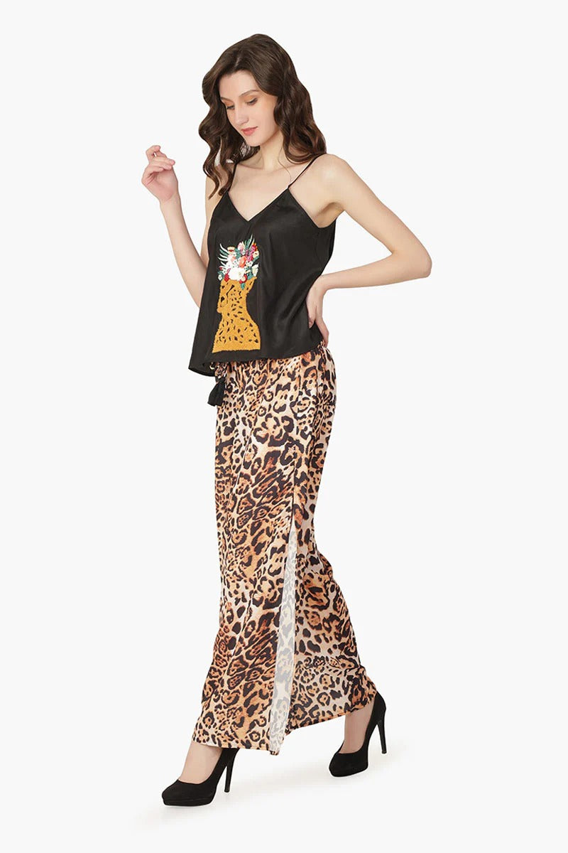 Set of 6 Brown Leopard Embellished Top (S,M,L)