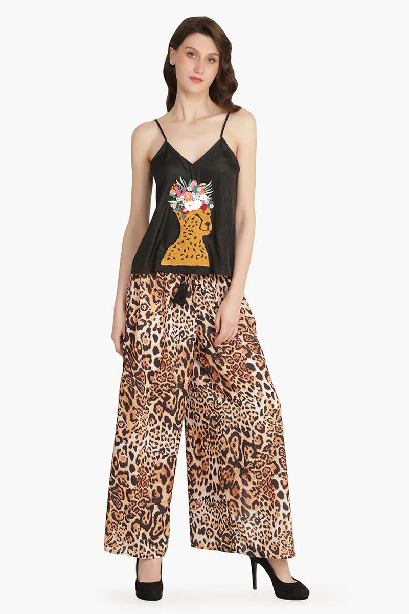Set of 6 Brown Leopard Embellished Top (S,M,L)