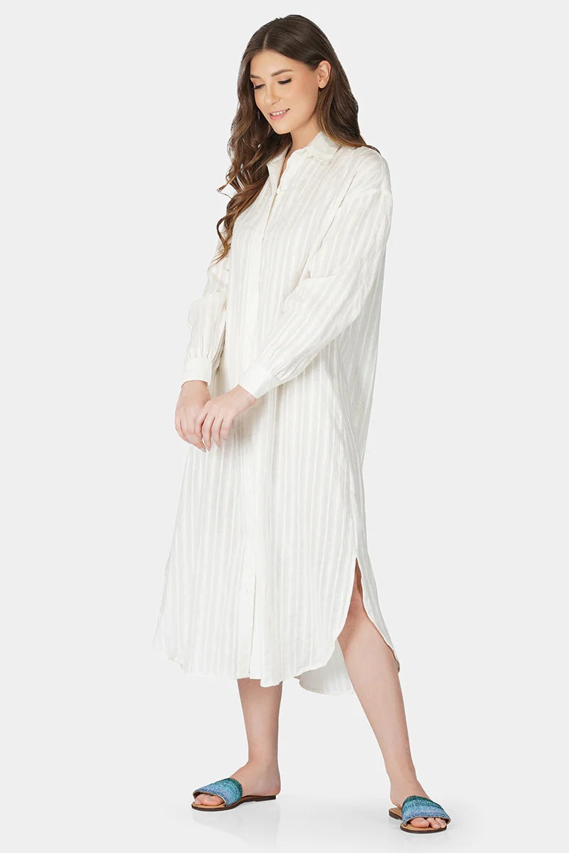Set of 6 Star White Lurex Dobby Shirt Dress (S,M,L)