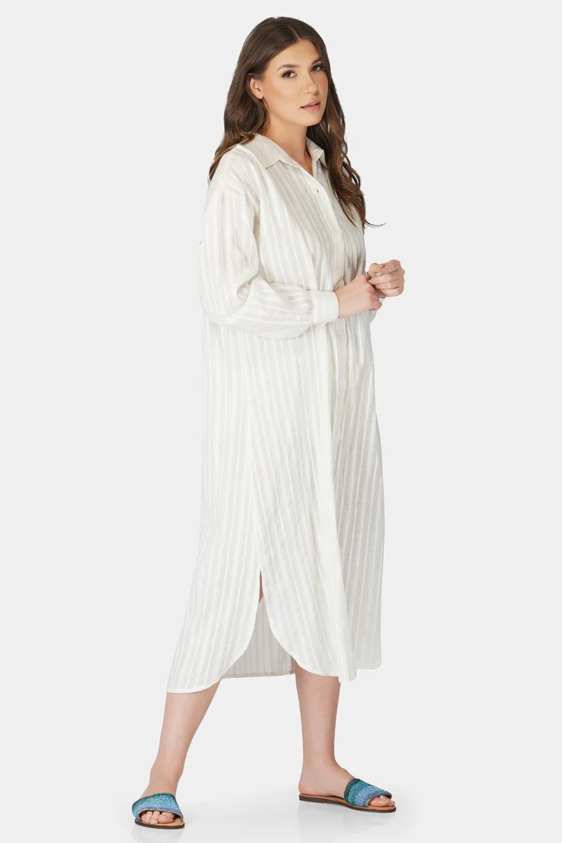 Set of 6 Star White Lurex Dobby Shirt Dress (S,M,L)