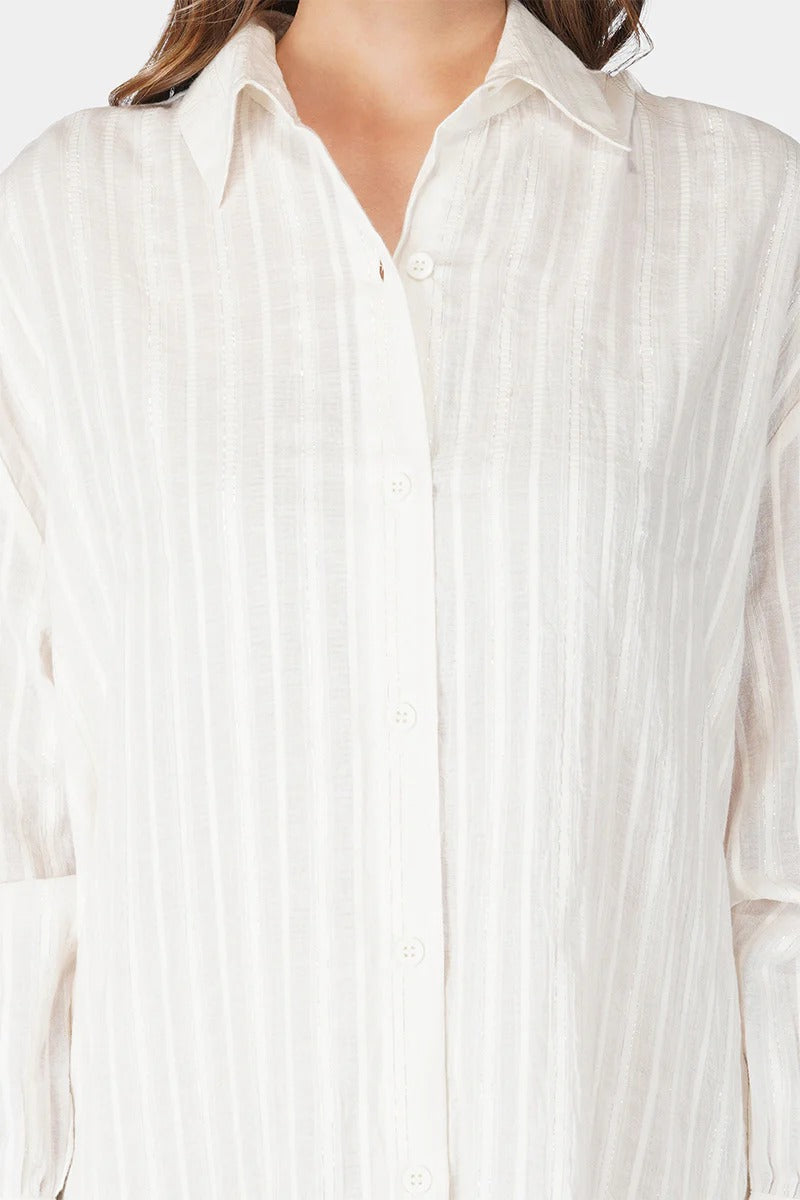Set of 6 Star White Lurex Dobby Shirt Dress (S,M,L)