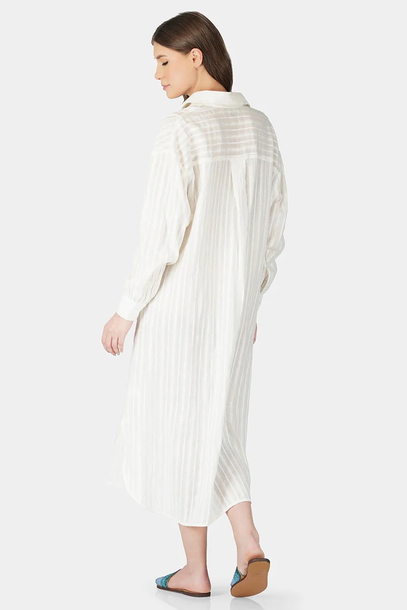 Set of 6 Star White Lurex Dobby Shirt Dress (S,M,L)