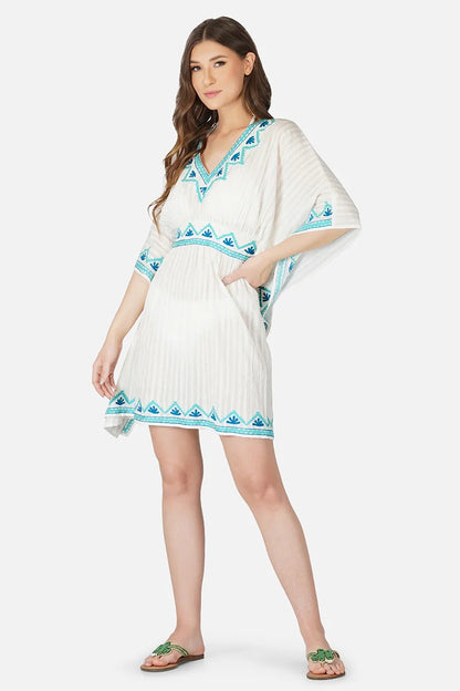 Set of 6 Sea Blue Embroidered Kaftan (S,M,L)