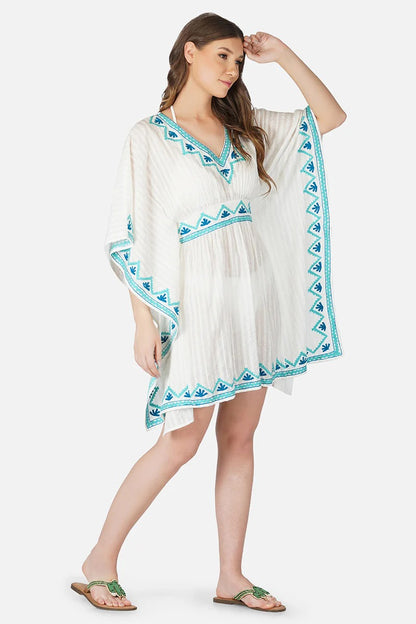 Set of 6 Sea Blue Embroidered Kaftan (S,M,L)