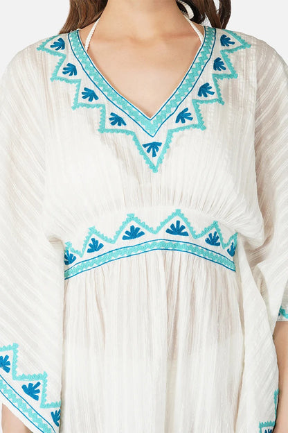 Set of 6 Sea Blue Embroidered Kaftan (S,M,L)