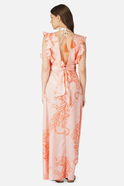 Set of 6 Apricot Wash Tiger Ruffle Sleeves Dress (S,M,L)