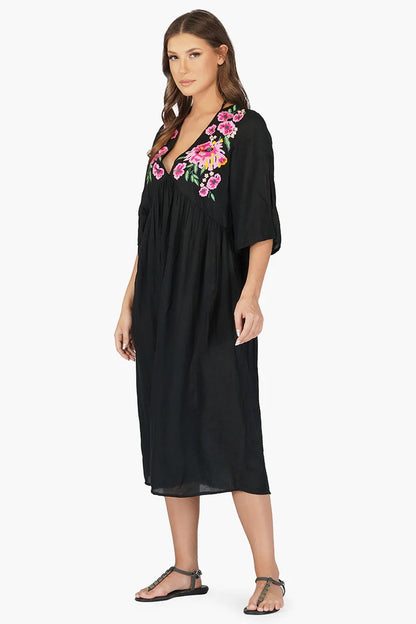 Set of 6 Mexican Floral Embroidered Viscose Dress (S,M,L)