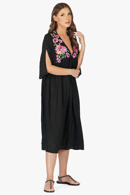 Set of 6 Mexican Floral Embroidered Viscose Dress (S,M,L)