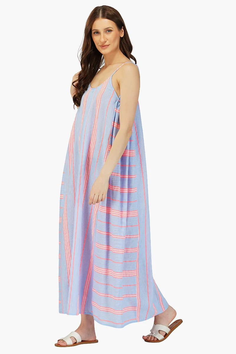 Set of 6 Ether Cotton Striped Maxi Dress (S,M,L)