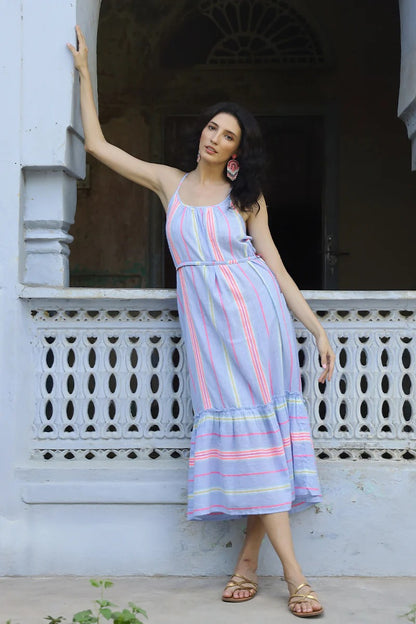 Set of 6 Rainbow Cotton Striped Maxi Dress (S,M,L)