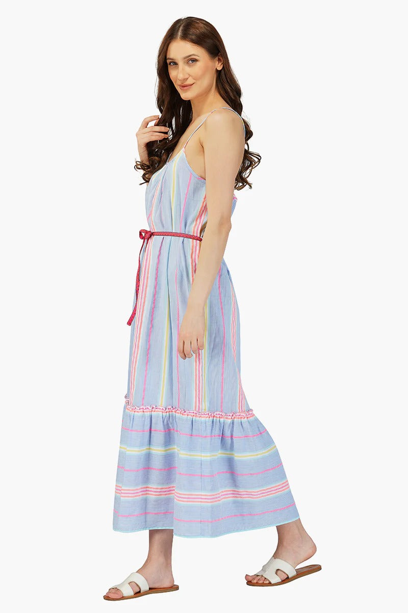 Set of 6 Rainbow Cotton Striped Maxi Dress (S,M,L)