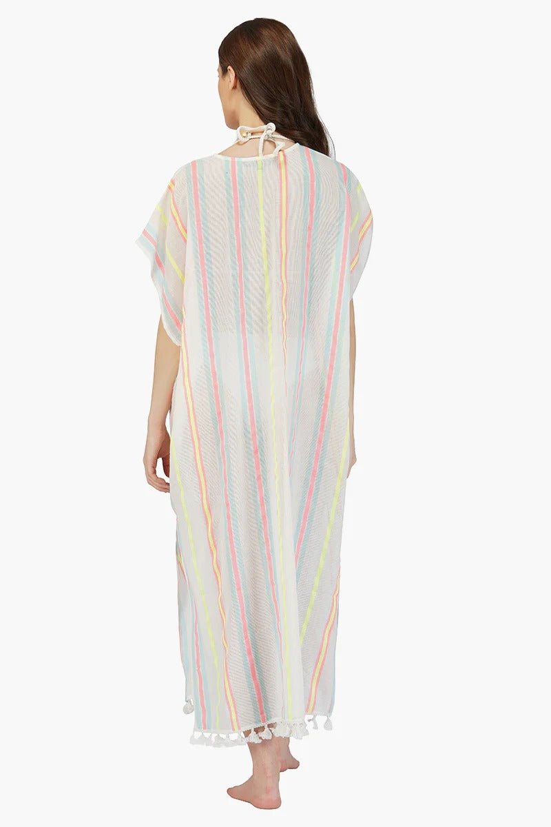 Set of 6 Neon Striped Cotton Kaftan Dress (S,M,L)