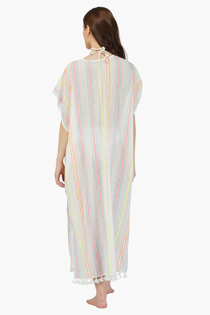 Set of 6 Neon Striped Cotton Kaftan Dress (S,M,L)