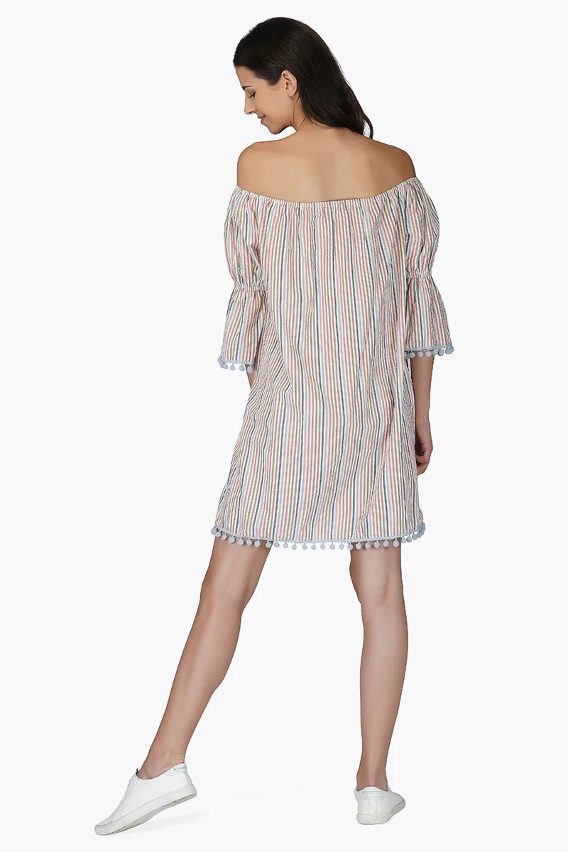 Set of 6 Playful Seersucker off shoulder dress (S,M,L)
