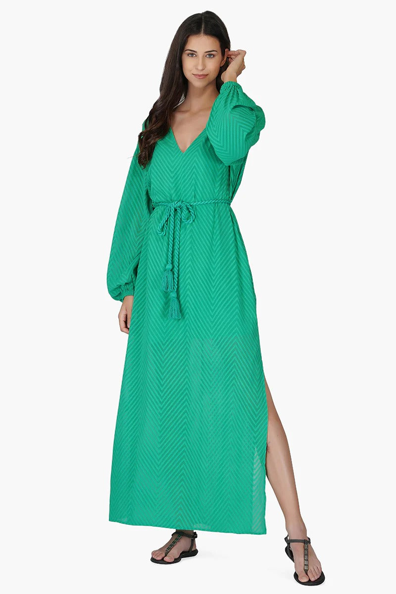 Set of 6 Emerald Chevron Maxi Dress (S,M,L)