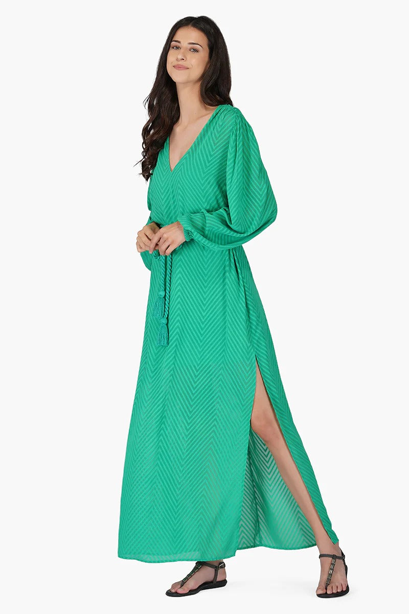 Set of 6 Emerald Chevron Maxi Dress (S,M,L)