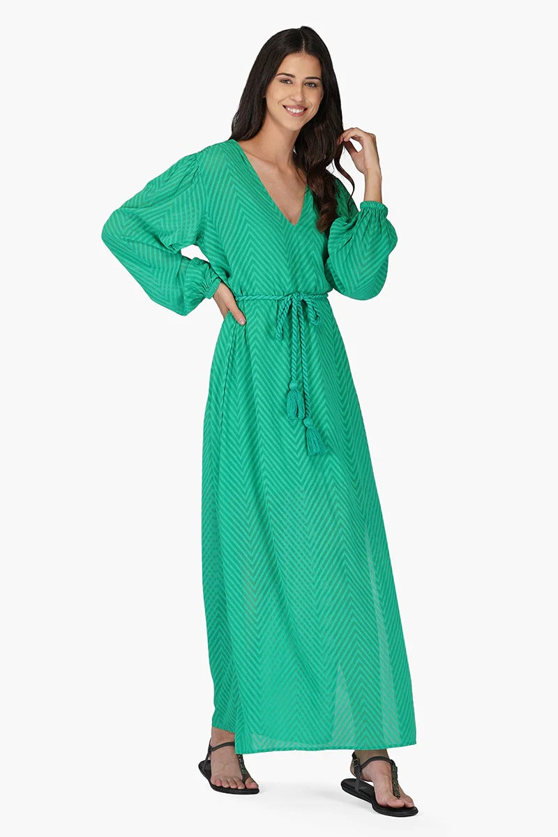 Set of 6 Emerald Chevron Maxi Dress (S,M,L)