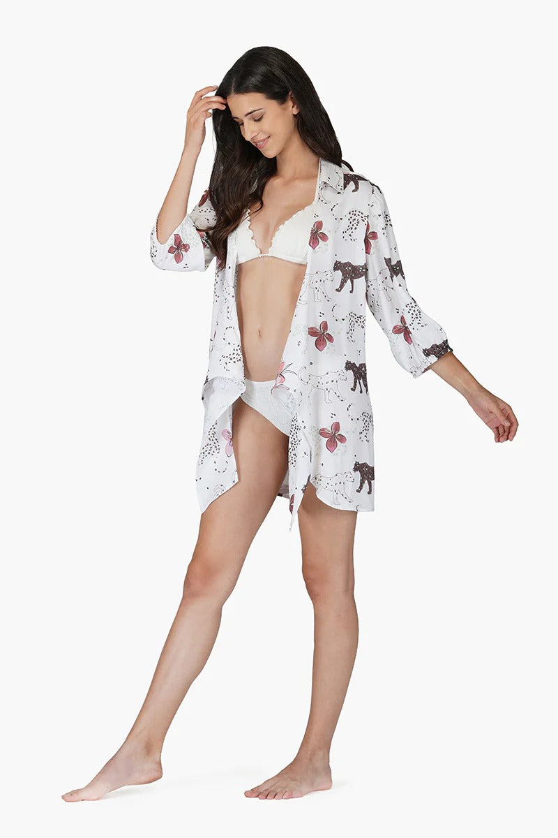 Set of 6 Jaguar Floral Front Tie Cover Up (S,M,L)