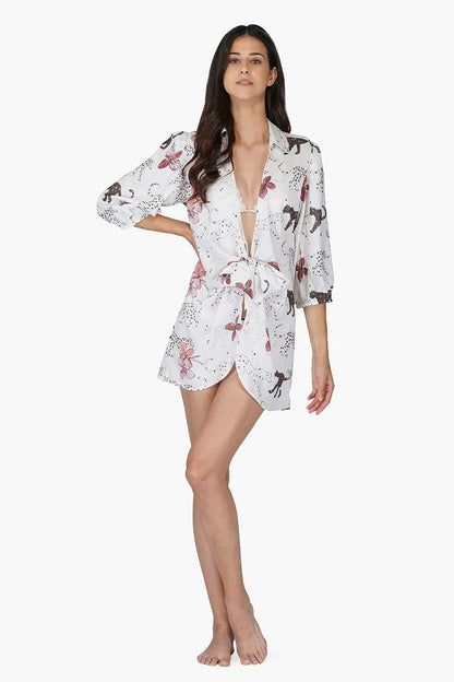 Set of 6 Jaguar Floral Front Tie Cover Up (S,M,L)