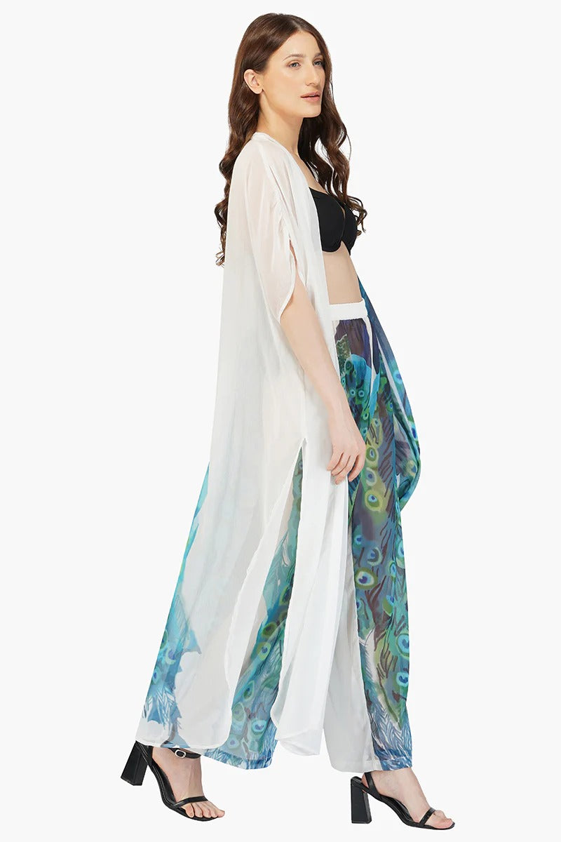 Set of 6 Peacock Chiffon Kimono Cover Up (S,M,L)