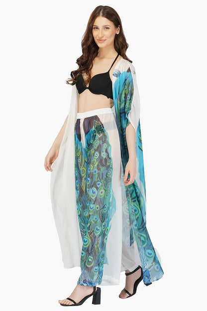 Set of 6 Peacock Chiffon Kimono Cover Up (S,M,L)